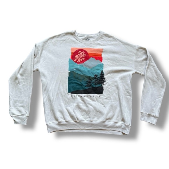 Zac Brown Band Love & Sunsets Beige Crewneck Sweatshirt Unisex Size XXL Comfy - Picture 1 of 12